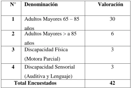 Tabla 1: Identificación grupos prioritarios 