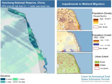 Figure 1. Sea level rise risk and impediments to Ramsar Site migration: Yangcheng National Reserve, China (Ramsar Site 1156)