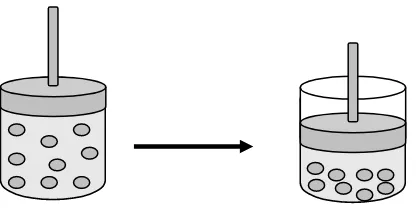 Figura 2: Vista submicroscópica de la compresión de un gas. A continuación, con el objeto de verificar el movimiento de las partículas de un fluido como el agua, (