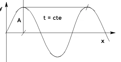 Figura 6: Representación de una onda en un instante, en función de la distancia a un punto determinado