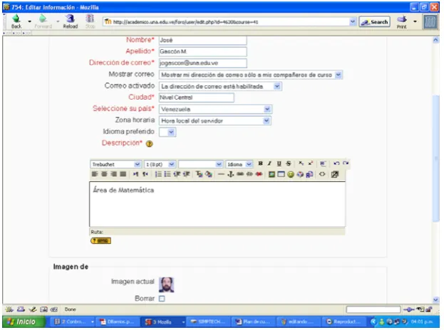 Fig.5 Cambiando y agregando los datos de su perfil 