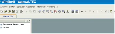 Figura 1.1Ventana de edición de WinShell para MikTEX