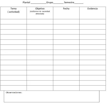 Fig. 3 Ejemplo de formato para dar a conocer a la comunidad escolar, el personal docente que atiende la acción tutorial en el plantel 
