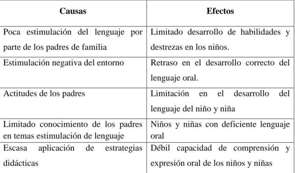 CUADRO N° 1 Causas y Efectos 