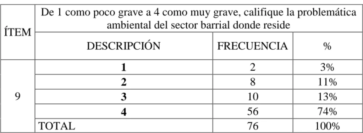 GRÁFICO 9  Problemática ambiental del sector. 