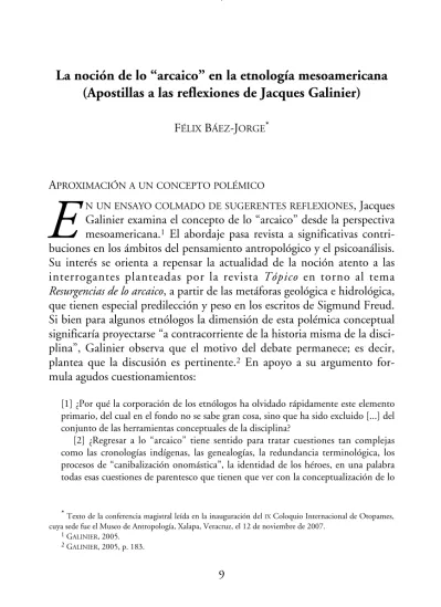 La Noción De Lo “arcaico” En La Etnología Mesoamericana (Apostillas A ...