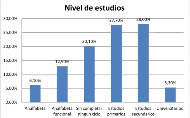 Gráfico 3: nivel de estudios de las mujeres en prostitución  (EDIS, 2004)