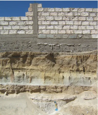 Fig. 13. Flujos piroclásticos de pómez y cenizas de hace 40 mil años. Afloramiento  cercano al  Santuario de Chapi, en la  margen derecha del río Chili