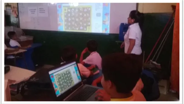 Figure 4 Students participating with the game “Cocodrile board game” 