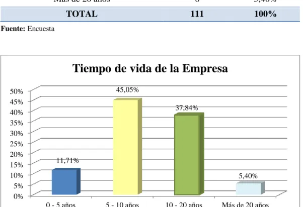 Cuadro 8. Tiempo de vida de la empresa 