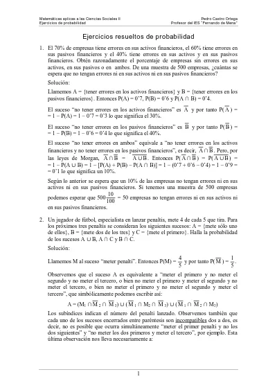 Ejercicios Resueltos De Probabilidad