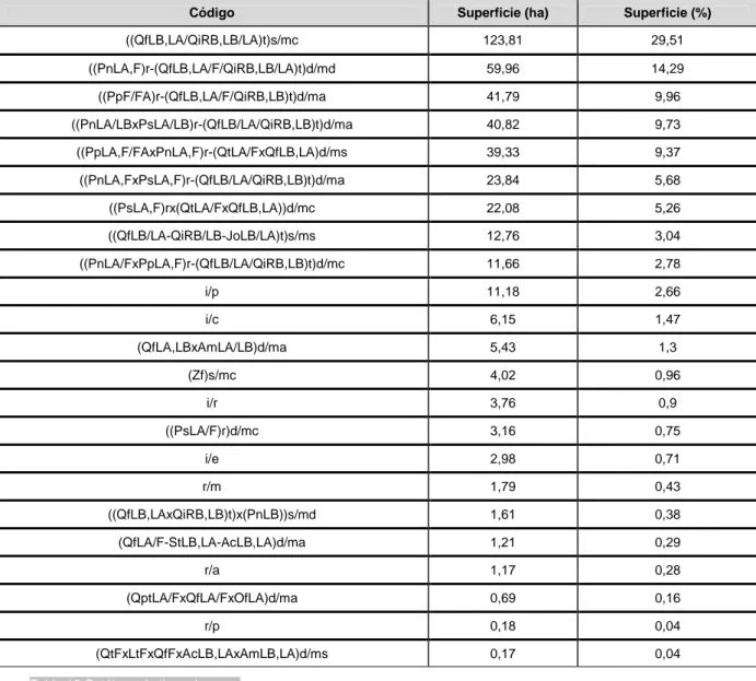 Tabla 16 Catálogo de tipos de masa 