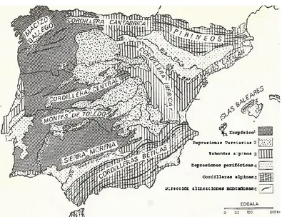 Figura 1. Mapa morfoestructural de España. 