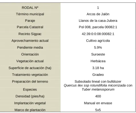Tabla 5 Características del Rodal 1 