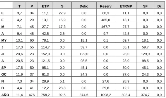 Tabla 10 Ficha hídrica 