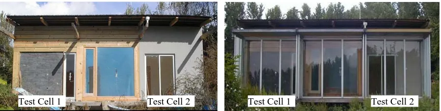 Figure 5 - View of the Test cells’ without and with the glazed balcony   