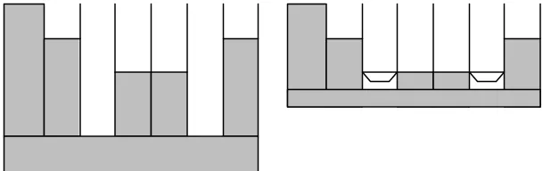 Figure 3 A convention N=7 quadratic residue diffuser (left), and a shallow diffuser using active technology (right)