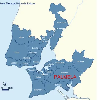 Figure 1 –  Location of Palmela region, south of Lisbon, between rivers Tagus and Sado 