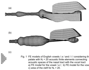 Fig. 1  FE models of English vowels / a / and / i / considering the cleft           palate with N = 20 acoustic finite elements connecting