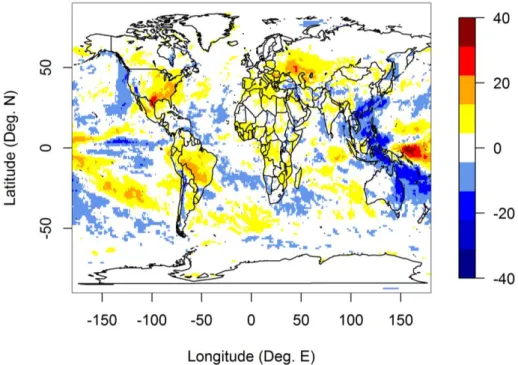 Figure 1. Surface shortwave radiation trends between 2003 and 2012 (in W m -2  per  757 