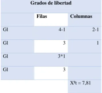 Cuadro 16. Grado de libertad 