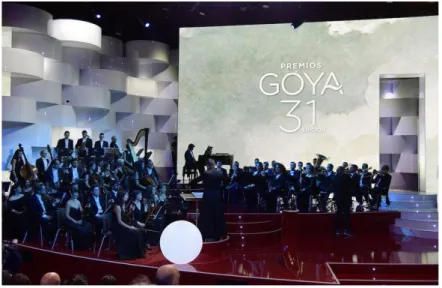 Figura 1: Escenario de los Premios Goya 2017, con orquesta en directo  Fuente: Fotogramas.es 