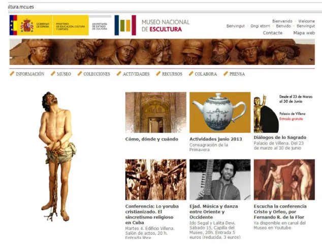 Figura 9. Interfaz de inicio de la página web del Museo Nacional de Escultura 