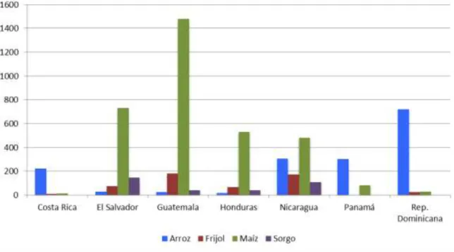 Gráfico 6. Promedio de la producción agrícola total de granos básicos. 2000-2011  (miles de toneladas) 