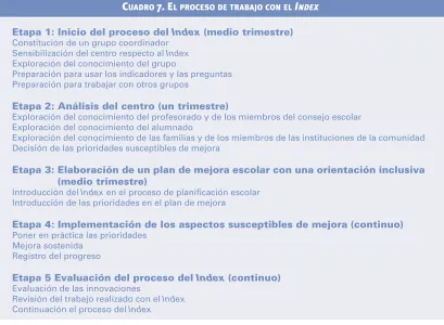 CUADRO 7. EL PROCESO DE TRABAJO CON EL INDEX