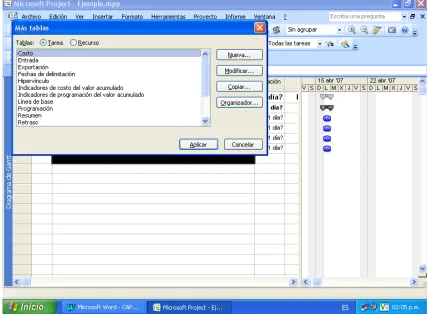 cuadro de dialogo Mas Tablas haga clic en Modificar.