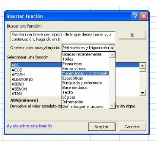 Figura 4.2. Ventana de diálogo de Insertar Función 