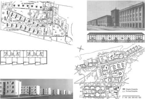 Fig. 1. Urbanización de la fábrica de alúmina en Almásfüzítő y el centro de Sztálinváros (“Ciudad de  Stalin” – hoy Dunaújváros)