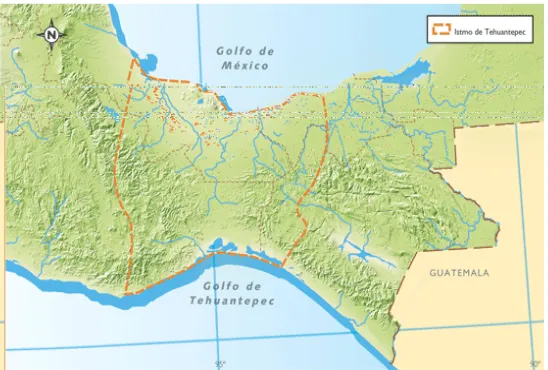 Figura 2. Ubicación del Istmo de Tehuantepec. 