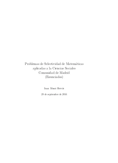 Problemas De Selectividad De Matem´aticas Aplicadas A La Ciencias ...