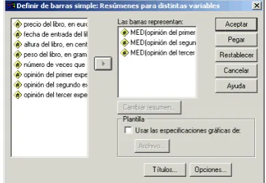 Figura 61: Diagrama de barras de la variable materia apiladas en grupos deﬁnidos por la variable opini´on1