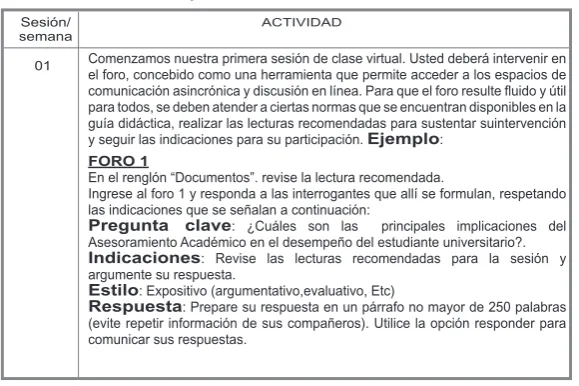 Figura 9. Agenda del curso
