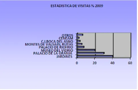 Gráfico 3.2. Estadística en porcentaje de visitas año 2009 