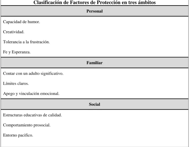 Tabla 3: Factores de Protección 