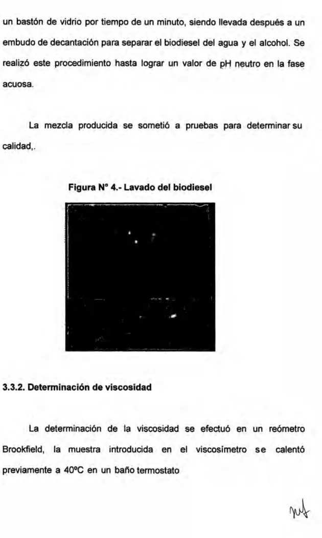 Figura N° 4.- Lavado de| biodiesel