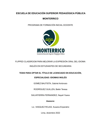 Escuela De EducaciÓn Superior PedagÓgica PÚblica Monterrico Programa De FormaciÓn Inicial 3406