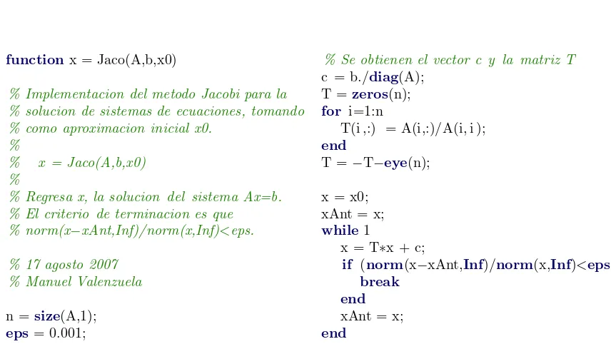 Figura 11: Pseudoc´odigo que implementa el m´etodo de Gauss-Seidel para resolver en forma iterativasistemas de ecuaciones lineales.
