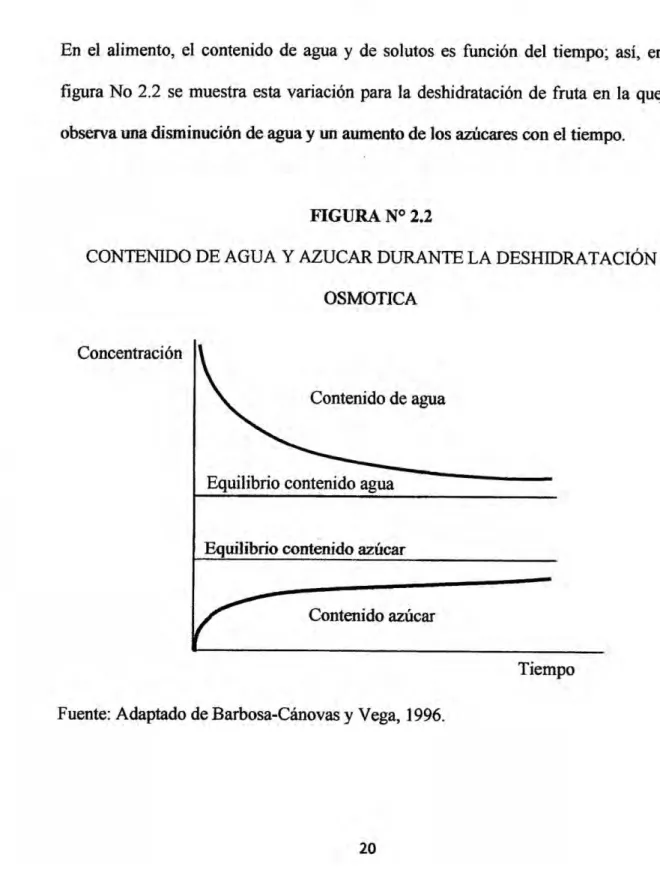 figura No 2.2 se muestra esta variacién para la deshidratacién de fruta en la que se