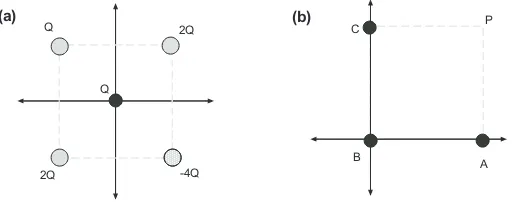 Figura 3.1: Distribuci´on de cargas para el Problema 1 (a) y el Problema 2 (b).
