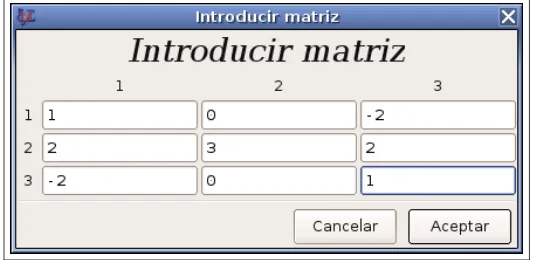 Figura 4.1: Introducción del contenido de una matriz 3 ×3 en wxMaxima