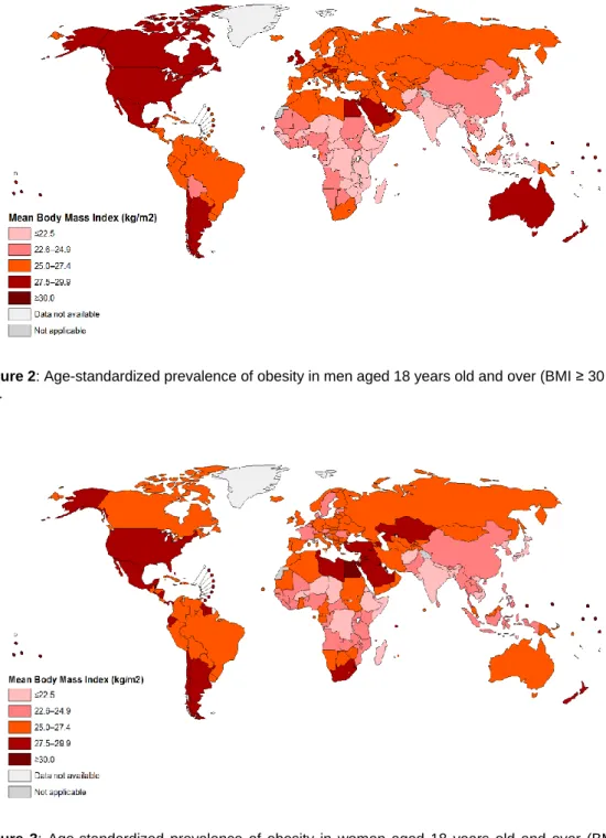 Figure 2: Age-standardized prevalence of obesity in men aged 18 years old and over (BMI ≥ 30 kg/m 2 ),  2014 21 