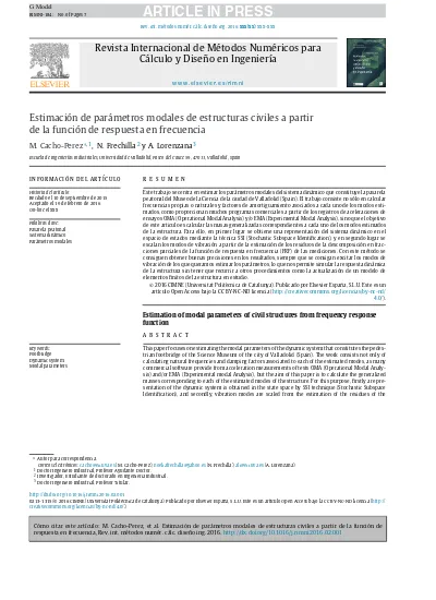 Estimación De Parámetros Modales De Estructuras Civiles A Partir De La