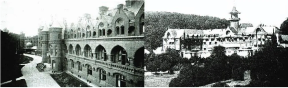 Fig. 3: a la izquierda el Sanatorio del Dr. Brehmer en Göbersdorf, construido en 1859