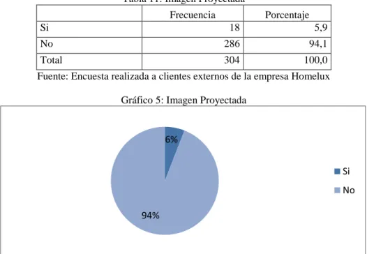 Tabla 11: Imagen Proyectada 
