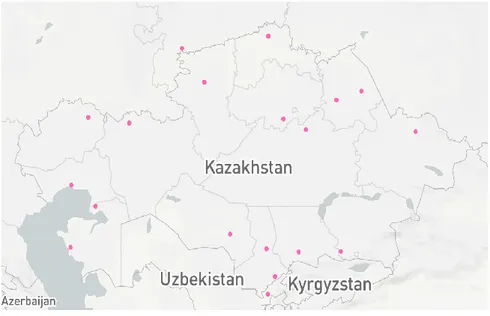 Ilustración 2.1 - Plantas de generación de energía térmica existentes en Kazajistán en 2016