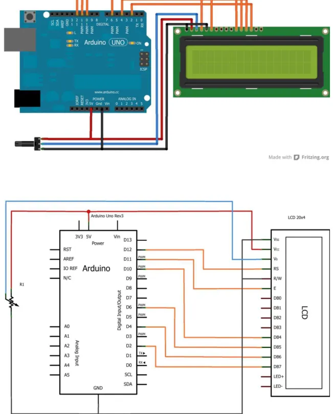 Figura 7. Esquema de conexión Arduino - LCD 